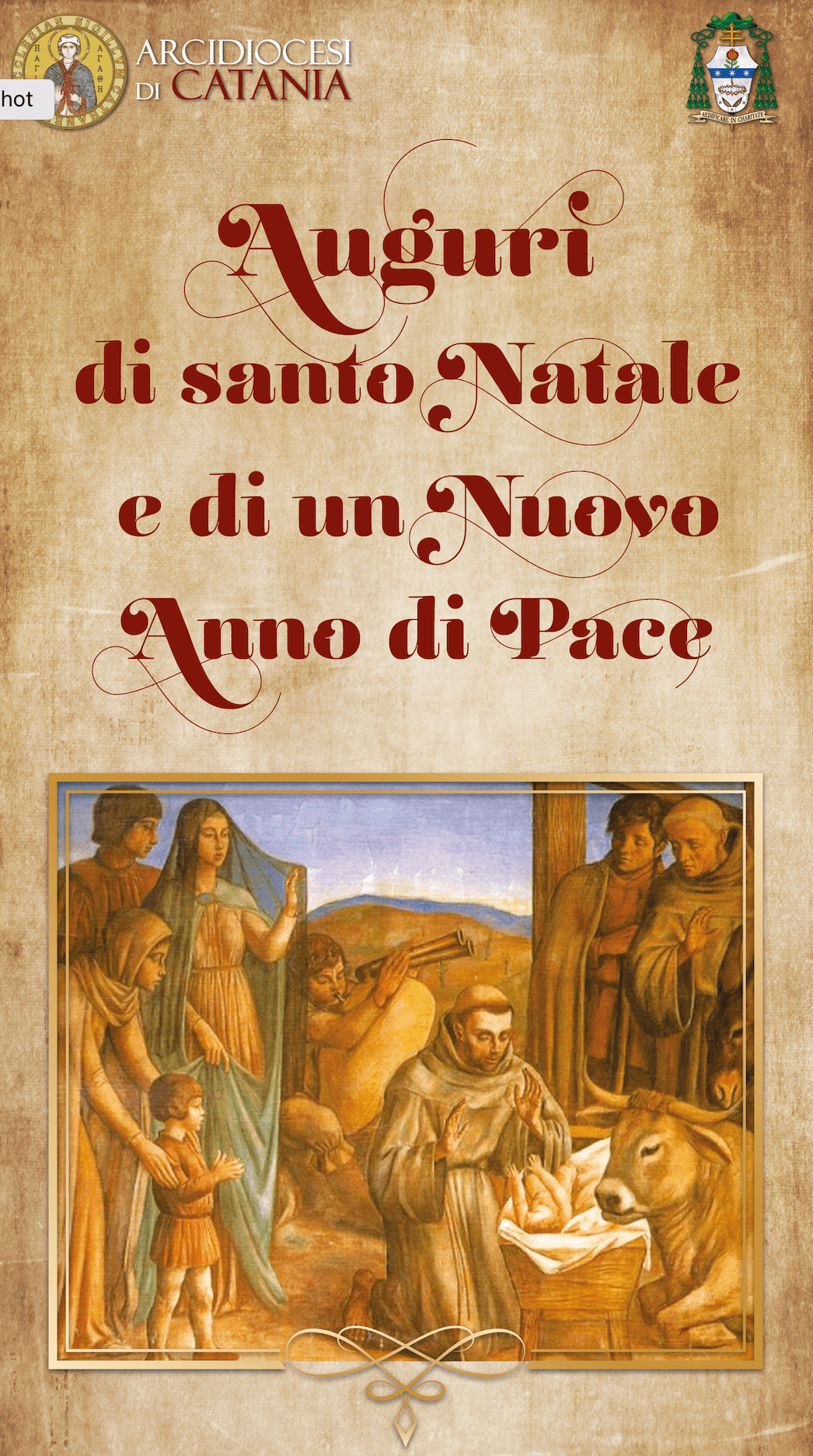 Auguri Di Santo Natale E Di Un Nuovo Anno Di Pace Con Lo Sguardo Di San